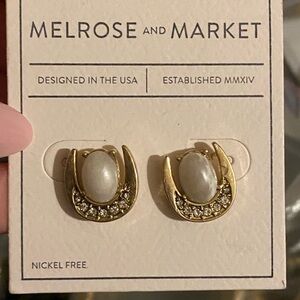 Melrose and Market Gold and Cream Stud Earrings